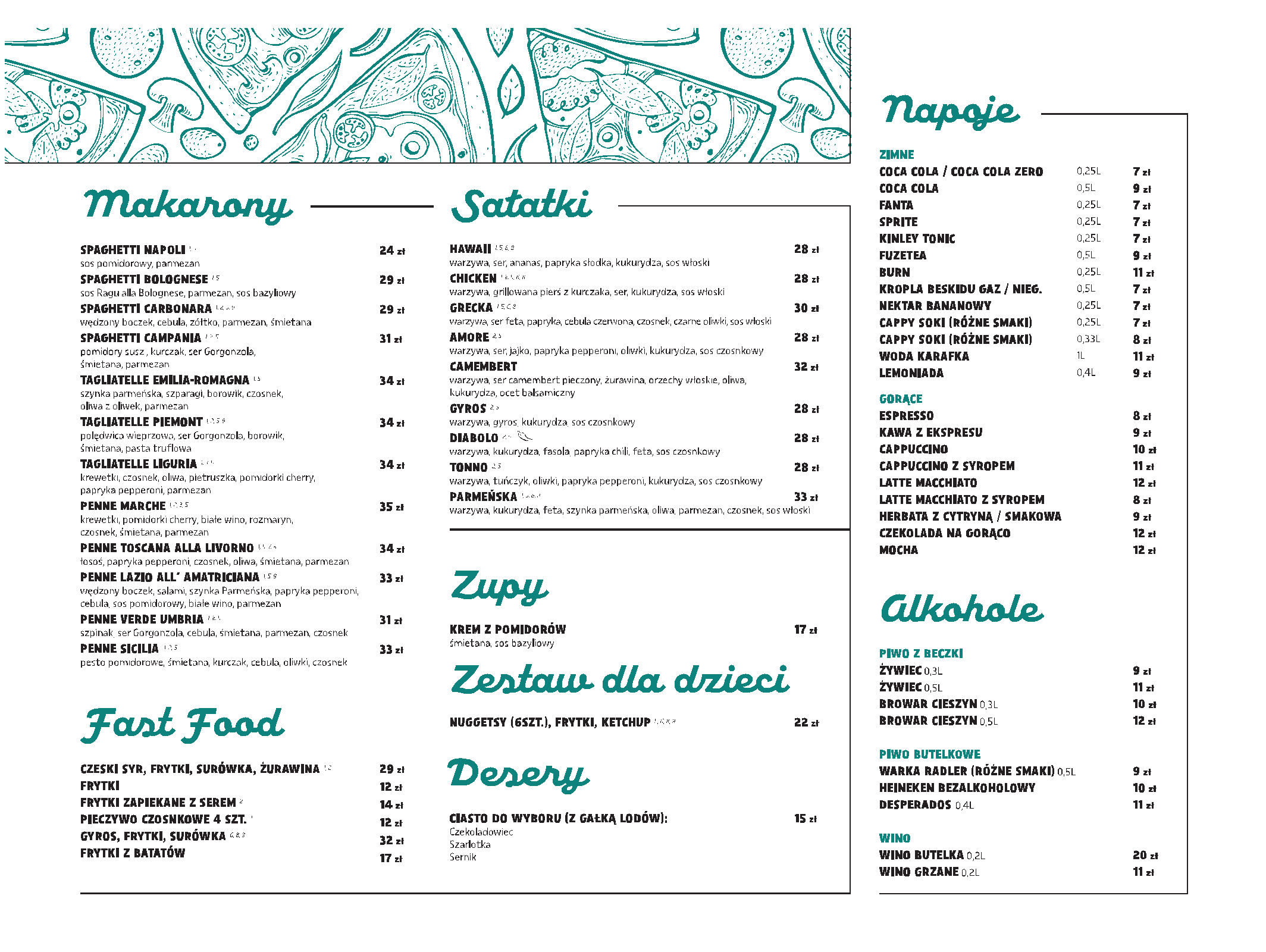 Menu Pizzeria Diabolo w Karpaczu (desery i sałatki)