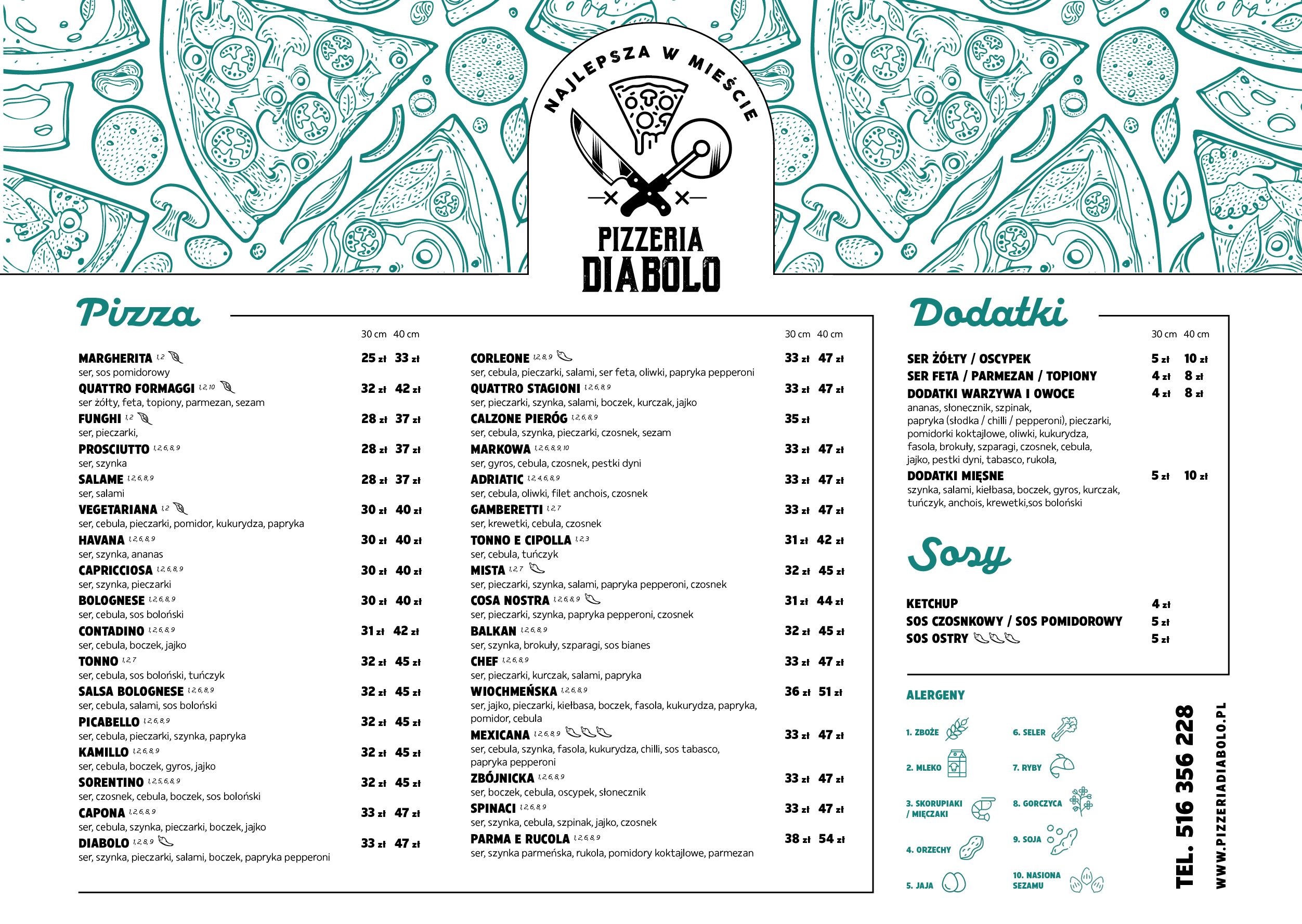 Menu Pizzeria Diabolo w Karpaczu