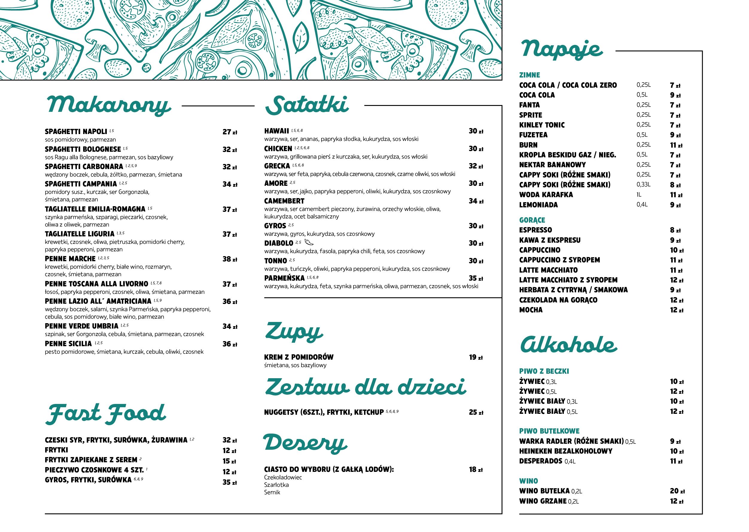 Menu Pizzeria Diabolo w Karpaczu (desery i sałatki)